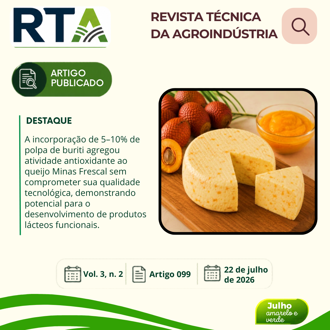 FORTIFICAÇÃO E ANÁLISE DO QUEIJO MINAS FRESCAL COM POLPA DE BURITI COMO FONTE NATURAL DE ANTIOXIDANTES E CAROTENÓIDES